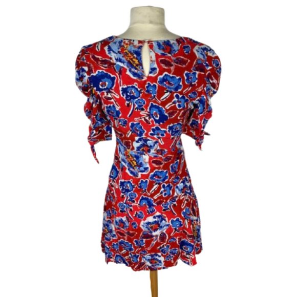 NEW Free People Mini Dress Red & Blue Floral Glow Up - Picture 4 of 6